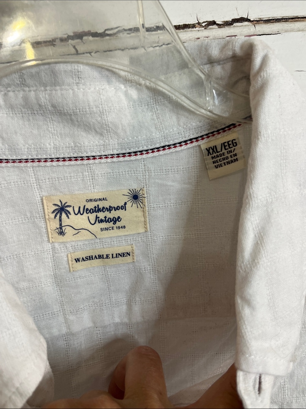 Original Weatherproof Vintage White Washable Linen Short-Sleeve Shirt XXL - Picture 2 of 3